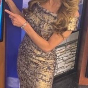 Off the Should dress, metallic, Calvin Klein